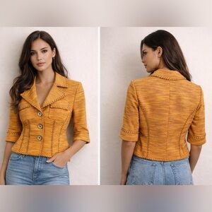 Worth Cropped Tweed Jacket Yellow Orange
Whipstitch Short Sleeve